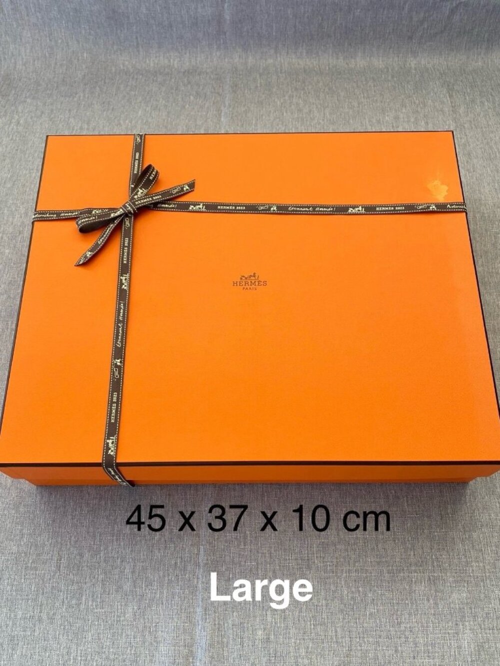 Authentic Hermès | Large Orange Gift Box With Ribbon Tissue | Gift Decoration
